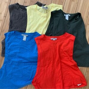 Set of 5 cropped Colorful Women's Sleeveless Tops gym athletic small